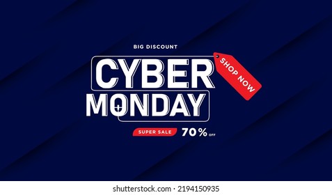 Sale banner template design, Cyber Monday sale up to 70% off.