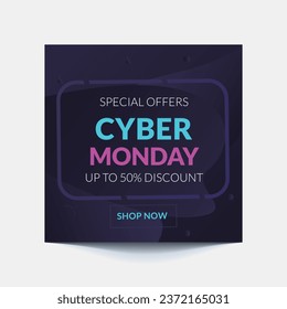 Sale banner template design, Cyber Monday special offer sale up to 50% off