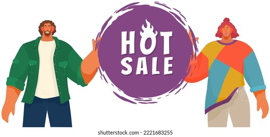 Sale banner template design. Discount tag sale promotional emblem with happy man waving hand. Big sale special offer end of season special price banner hot sale, best price. Only one day best deal