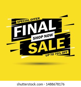 Sale banner template design. final sale, special offer up to 70%. Vector illustration