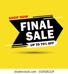 Sale banner template design. Final sale, special offer up to 70%. Shop now. Vector illustration