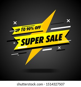 Sale banner template design, Flash sale special offer up to 90% off. Vector illustration.