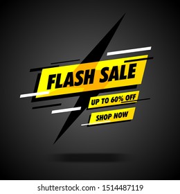 Sale banner template design, Flash sale special offer up to 60% off. Vector illustration.