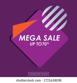 Sale banner template design, Flash sale up to 70%. Super Sale, end of season special offer banner. vector illustration