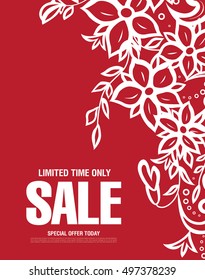 Sale banner template design with flowers