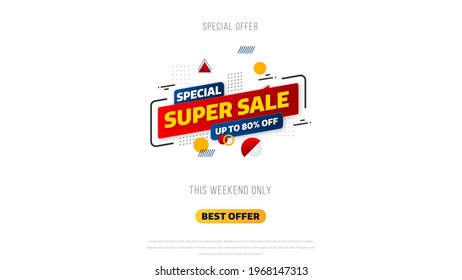 Sale banner template design with geometric background , Big sale special offer up to 80% off. Super Sale, end of season special offer banner. vector illustration.