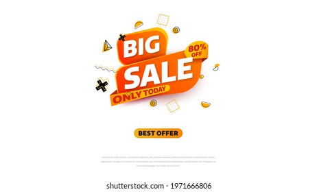 Sale banner template design with geometric background , Big sale special offer up to 80% off. Super Sale, end of season special offer banner. vector illustration.