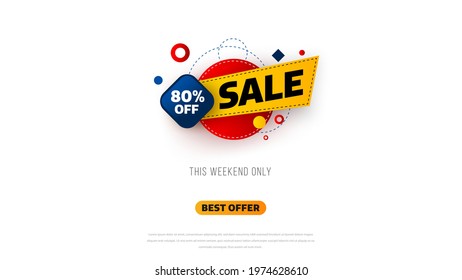 Sale banner template design with geometric background , Big sale special offer up to 80% off. Super Sale, end of season special offer banner. vector illustration.