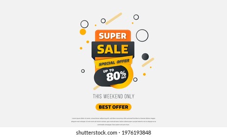 Sale banner template design with geometric background , Big sale special offer up to 80% off. Super Sale, end of season special offer banner. vector illustration.