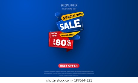 Sale banner template design with geometric background , Big sale special offer up to 80% off. Super Sale, end of season special offer banner. vector illustration.