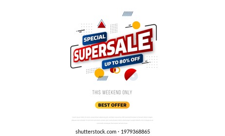 Sale banner template design with geometric background , Big sale special offer up to 80% off. Super Sale, end of season special offer banner. vector illustration.