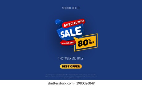 Sale banner template design with geometric background , Big sale special offer up to 80% off. Super Sale, end of season special offer banner. vector illustration.