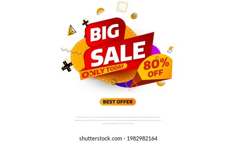 Sale banner template design with geometric background , Big sale special offer up to 80% off. Super Sale, end of season special offer banner. vector illustration.