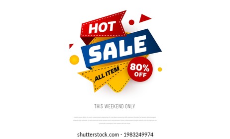 Sale banner template design with geometric background , Big sale special offer up to 80% off. Super Sale, end of season special offer banner. vector illustration.