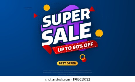 Sale banner template design with geometric background , Big sale special offer up to 80% off. Super Sale, end of season special offer banner. vector illustration.