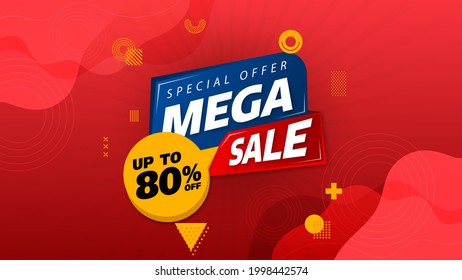 Sale banner template design with geometric background , Big sale special offer up to 80% off. Super Sale, end of season special offer banner. vector illustration.