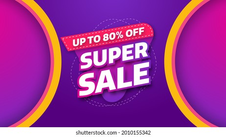 Sale banner template design with geometric background , Big sale special offer up to 80% off. Super Sale, end of season special offer banner. vector illustration.