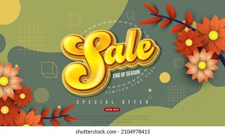 Sale banner template design with geometric background , Big sale special offer. Super Sale, end of season special offer banner. vector illustration.