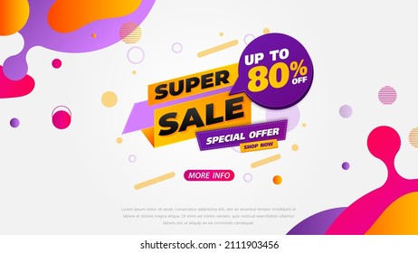 Sale banner template design with geometric background , Big sale special offer up to 80% off. Super Sale, end of season special offer banner. vector illustration.