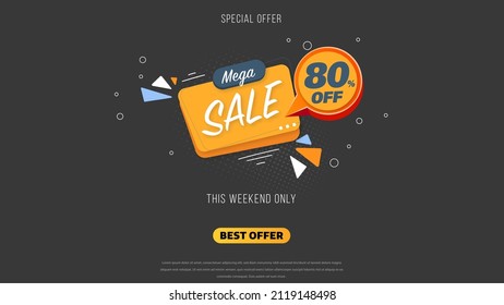 Sale banner template design with geometric background , Big sale special offer up to 80% off. end of season special offer banner. vector illustration.