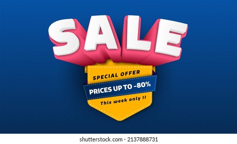 Sale banner template design with geometric background , Big sale special offer up to 80% off. Super Sale, end of season special offer banner. vector illustration.