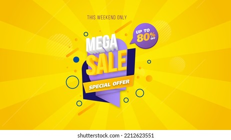 Sale banner template design with geometric background , Big sale special offer up to 80% off. Super Sale, end of season special offer banner. vector illustration.