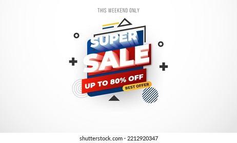 Sale banner template design with geometric background , Big sale special offer up to 80% off. Super Sale, end of season special offer banner. vector illustration.