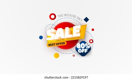 Sale banner template design with geometric background , Big sale special offer up to 80% off. Super Sale, end of season special offer banner. vector illustration.