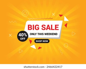 Sale banner template design with geometric background, Big sale special offer.