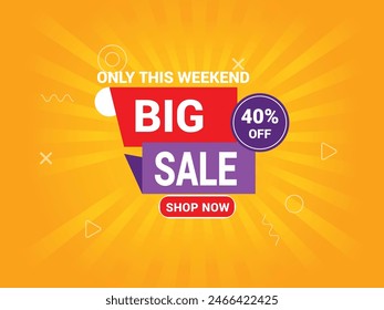 Sale banner template design with geometric background, Big sale special offer.