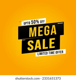 Sale banner template design with halftone shadow on gradient background. Big sale special up to 50% off. Super Sale, end of season special offer banner. vector illustration. mega sale