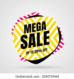 Sale banner template design, Mega sale special offer. End of season special offer banner. Vector illustration.