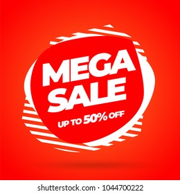 Sale banner template design, Mega sale special offer. Vector illustration.