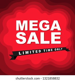 Sale banner template design, Mega sale special offer. Vector illustration.