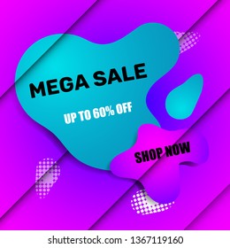 Sale Banner Template design, mega super sale - vector illustration