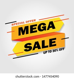 Sale banner template design. Mega sale, special offer up to 30%. design for advertising and promotion. Vector illustration