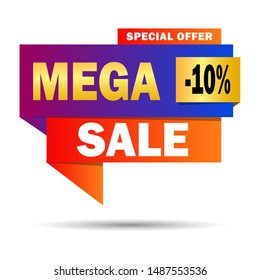 Sale banner template design. Mega sale,special offer up to 10%. Banner design for advertising and promotion. Vector illustration