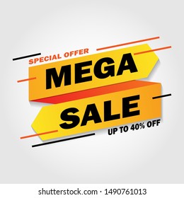 Sale banner template design. Mega sale, special offer up to 40%. Wow sale. Banner  design for advertising and promotion. Vector illustration