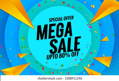 Sale banner template design. Mega sale special offer. End of season special offer banner. vector illustration.