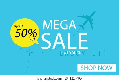 Sale banner template design. Mega sale special offer.