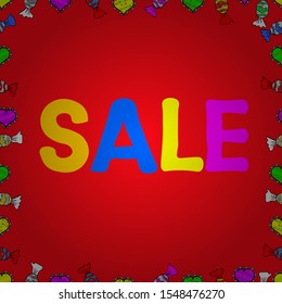 Sale banner template design, Mega sale special offer. Lettering. Vector illustration. Picture in red, yellow and magenta colors. End of season special offer banner. Seamless pattern.