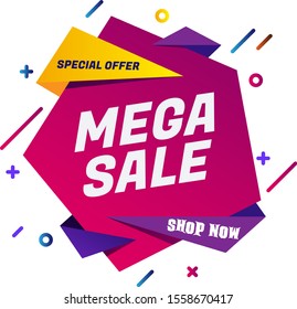 Sale banner template design, mega sale special offer. end of season special offer banner. vector illustration.