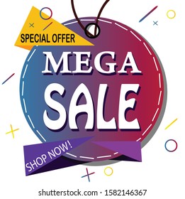 Sale banner template design, mega sale special offer. end of season special offer banner. vector illustration.editable text