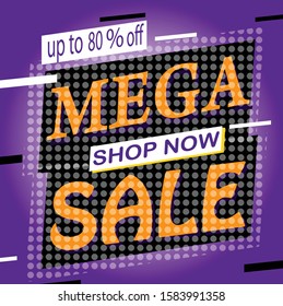 Sale banner template design, mega sale special offer. end of season special offer banner. vector illustration.editable text