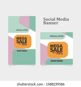 Sale banner template design, mega sale special offer banner. Illustration of Mega Sale Template for Website, Retail or Online Store. vector illustration.