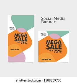 Sale banner template design, mega sale special offer banner. Illustration of Mega Sale Template for Website, Retail or Online Store. vector illustration.