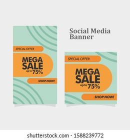 Sale banner template design, mega sale special offer banner. Illustration of Mega Sale Template for Website, Retail or Online Store. vector illustration.