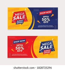Sale Banner template design, Mega sale offer. vector illustration. 