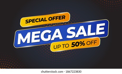 Sale banner template design, Mega sale special offer. 