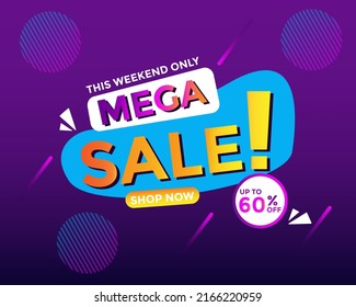 Sale banner template design, Mega sale special offer with modern color scheme. Vector illustration. Suitable to use for website or social media.